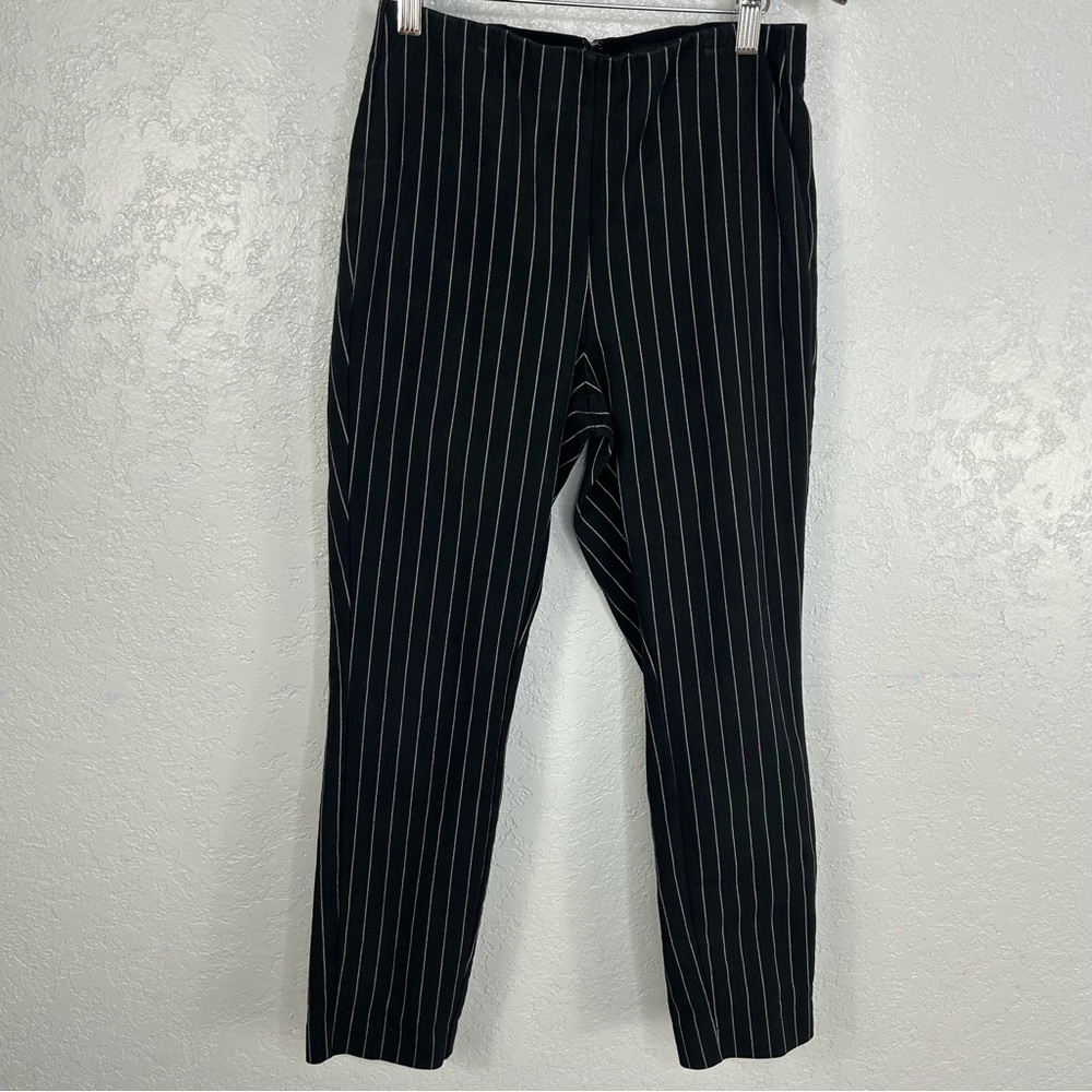 Rag & Bone Black White Punk Rock Glam Goth Pinstripe Cropped Pants Size 6 USA